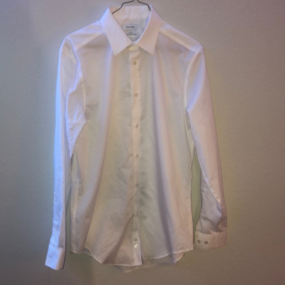 Calvin Klein White Long Sleeve Button Up